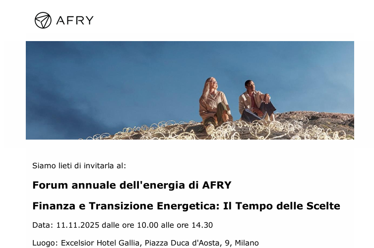 Forum annuale dell'energia di AFRY  - Finanza e Transizione Energetica: Il Tempo delle Scelte